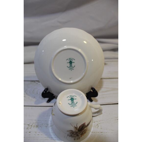 Crown Staffordshire England Fine Bone China Teacup & Saucer by Duchess Sunflower - Picture 3 of 11